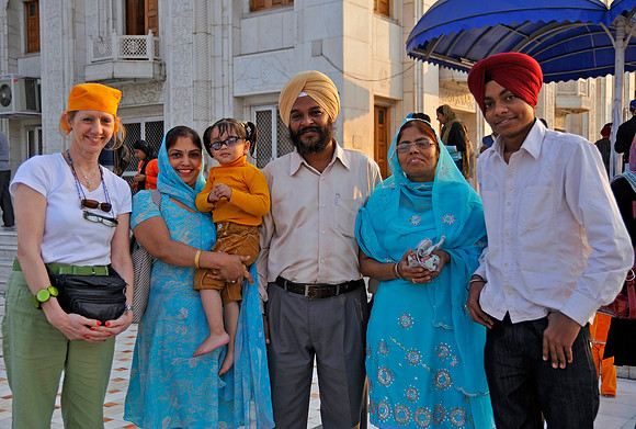 Family outside the Sikh temple