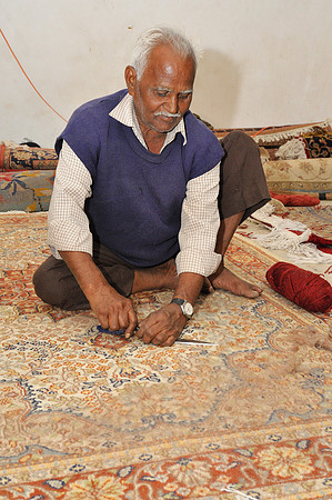Traditional carpet making in Jaipur