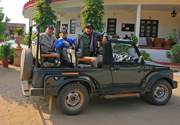 Our guide outside our hotel, Tiger Den