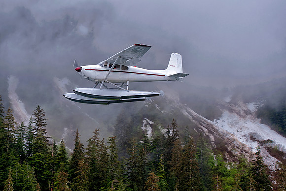 Seaplane arriving at Pybus Point,