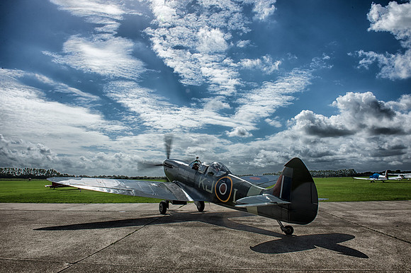 Paul's Spitfire taxis to the runway