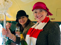 Sarah and Carol Kirkwood on the BBC Children in Need bus