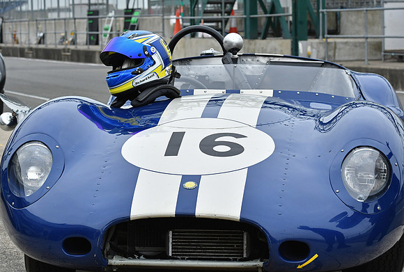 Richard Kent's helmet  on his Ulster Jaguar