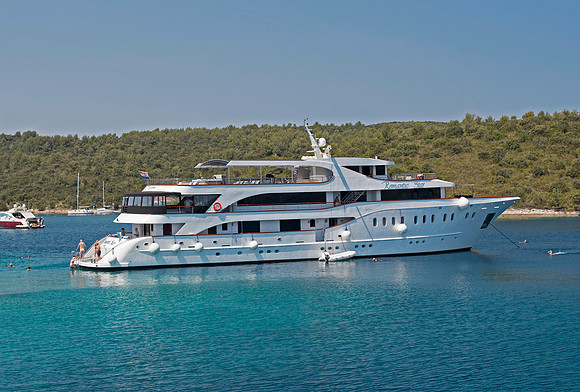 Yacht at swimming area