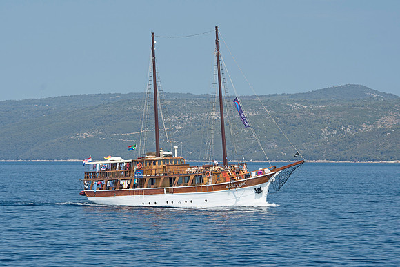 Cruising boat on the way to Korcula