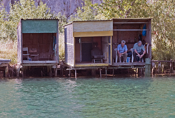 Fishing shacks on the river at Omis