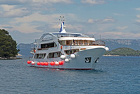 A small cruising yacht at Pomona harbour