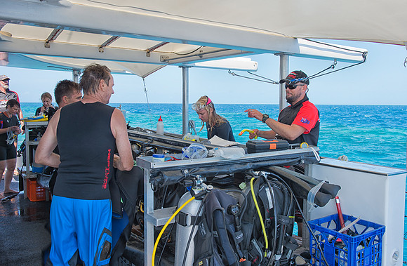 Checking the diving gear