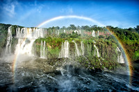 Iguazu Falls with a rainbow showing two levels of waterfalls from the Brazilian side. 273