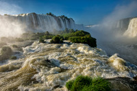 Iguazu Falls from the middle level looking towards Devil's Throat from the Brazilian side .225