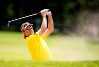 Miguel çngel JimŽnez takes a bunker shot