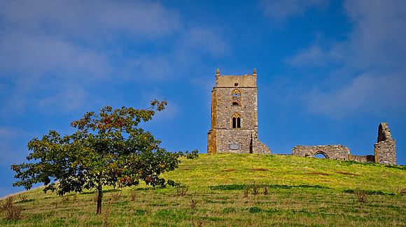 Ruined Church of St Michael on Burrow Mump,