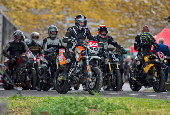 Alan Jolly on his 950 KTM Motor Cycle at Gurston Down