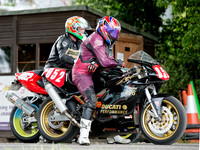 Pip Moseley on his Ducatti 950 HCS Motor Cycle at Gurston Down