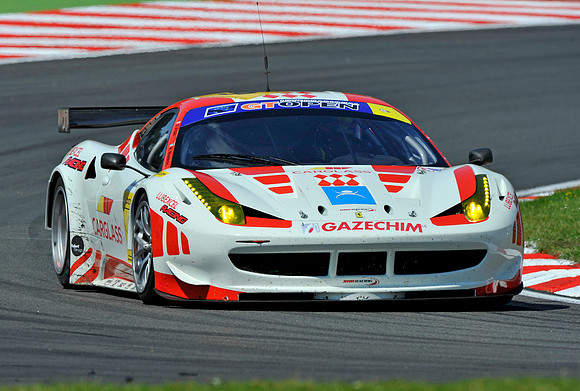 Sheila Ayari in his Ferrari 458 GT Italia at Brands Hatch