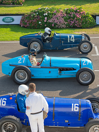 Historic cars on start grid for the Goodwood Trophy Race