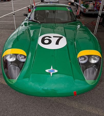 Marcos 1800GT close up in paddock Thruxton