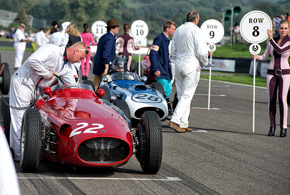 Maserati 250F on the grid Goodwood Revival
