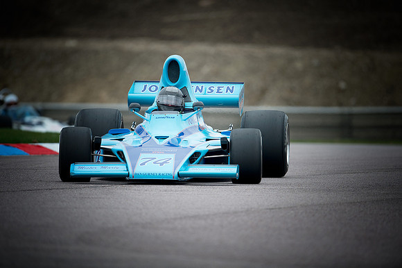 Michael Lyons in the 1974 Gurney Eagle at Thruxton Historic Racing