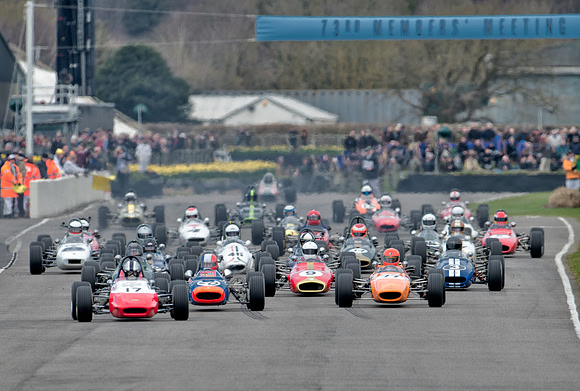 Start of the Derek Bell Cup at Goodwood Members Meeting