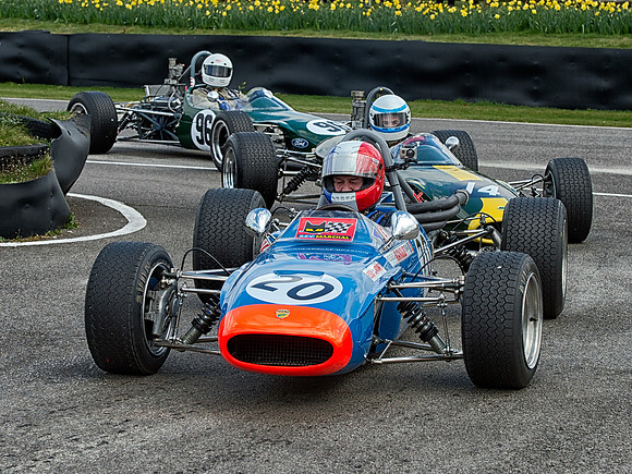 Thierry Gallo in his 1967 Techno-Ford leading John Pearson