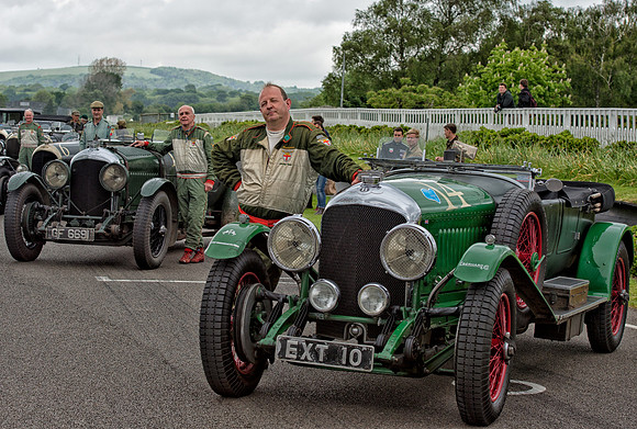 Nigel Batchelor with his 1928 Bentley 4 1/2L on display at Benjafield's Sprint