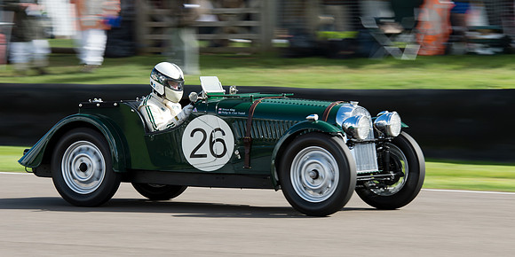 Simon King in the 1937 Morgan 4/4 Le Mans at Goodwood Revival 2015