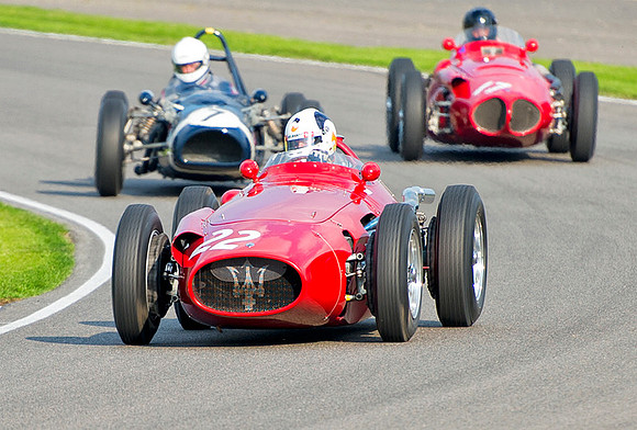 Allan Miles drives the Maserati 250F in the Richmond Trophy official practice race.