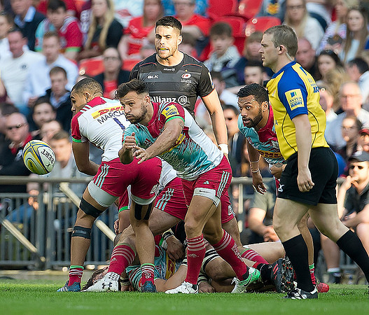 Danny Care of Harlequins passes the ball