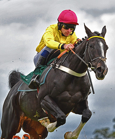 J McGrath on Coool Macivity clears the fence at Towcester