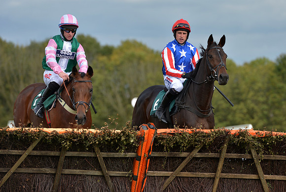 G Sheehan on Oscar Star (left) with Harry Skelton on Oscar's Song